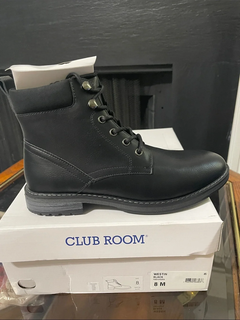 Club Room Black Men’s Lace-Up Combat Boots
